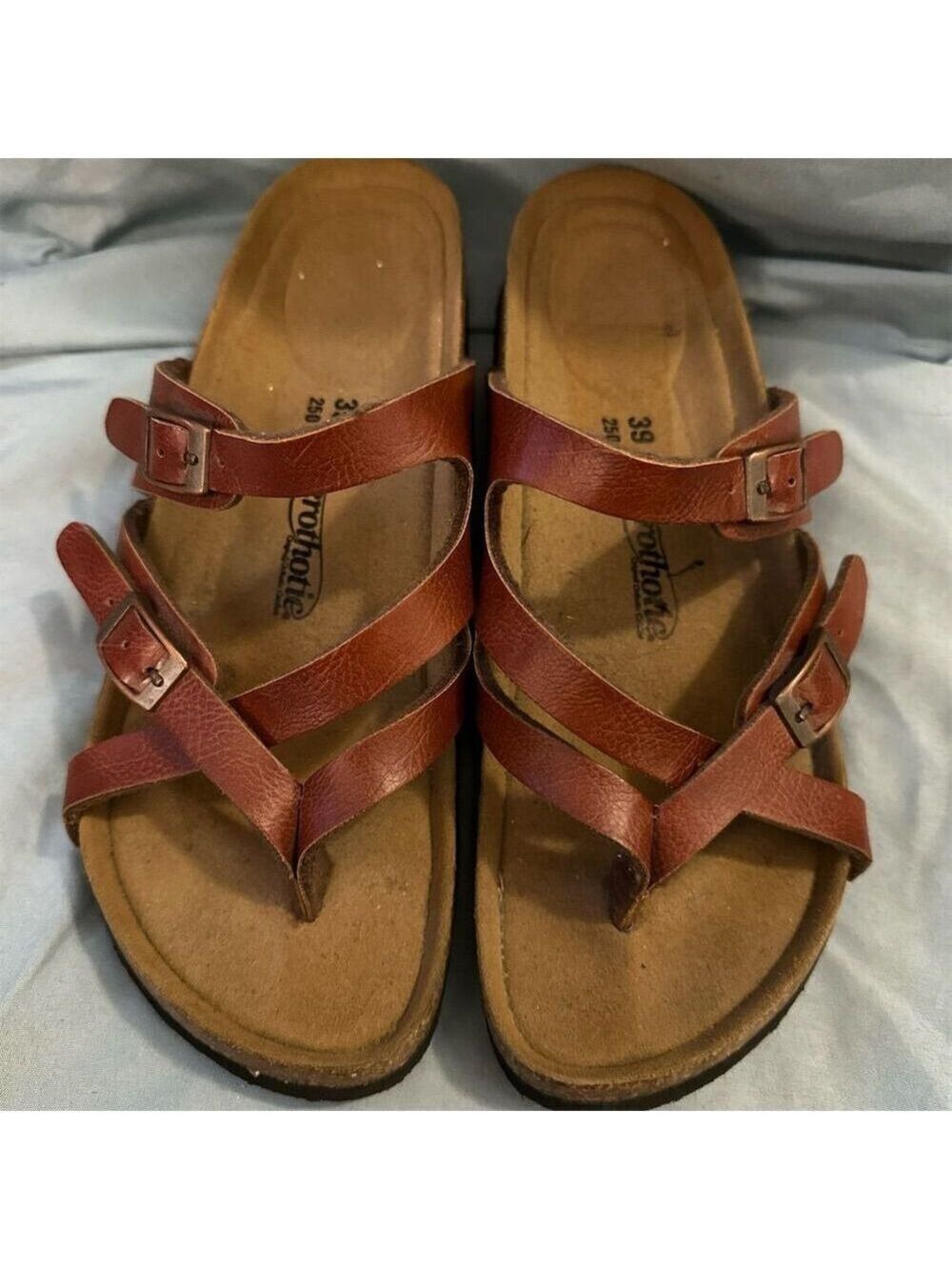 Aerothotic Women's Strappy Slide Sandals Brown Size 9